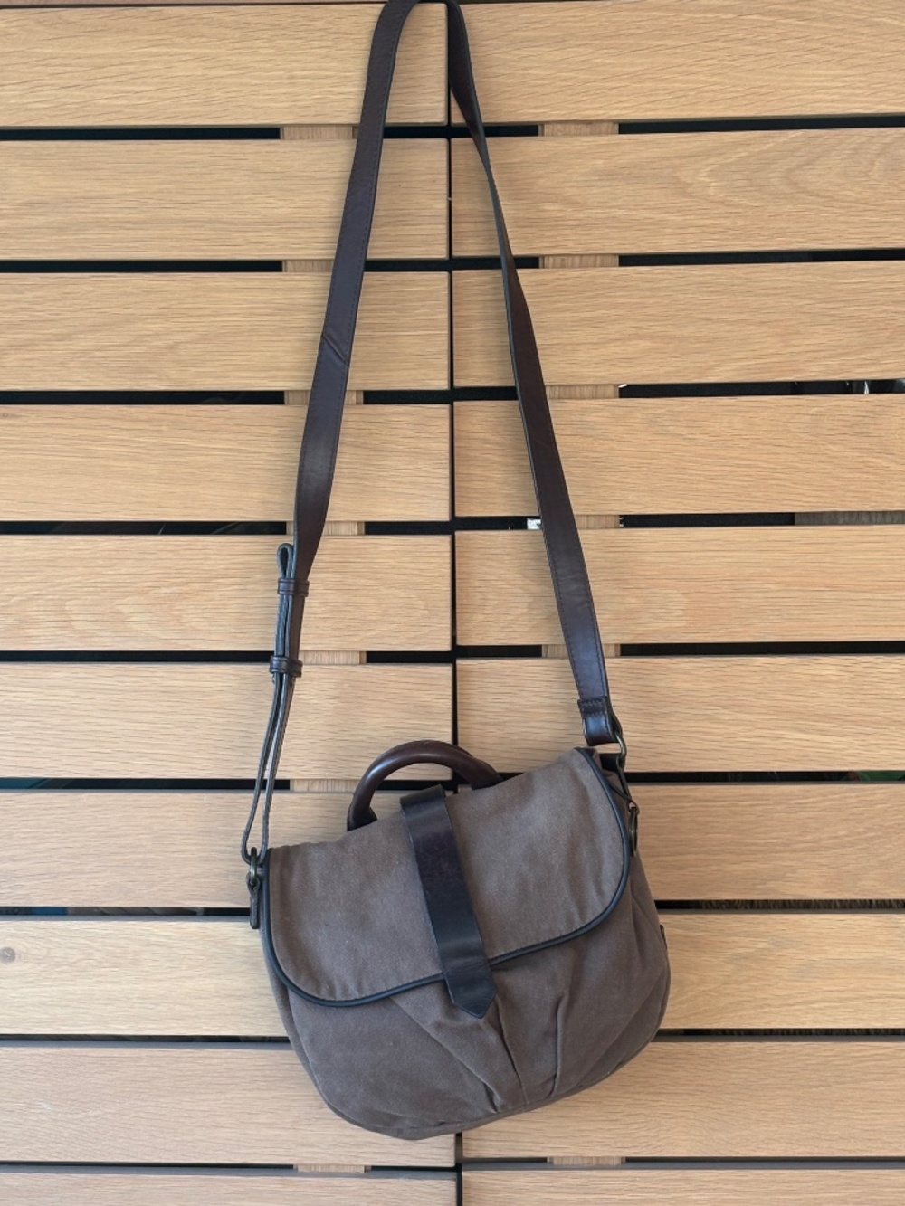 Duluth Trading Co Brown Canvas Leather Crossbody Purse Handbag Convertible Bag